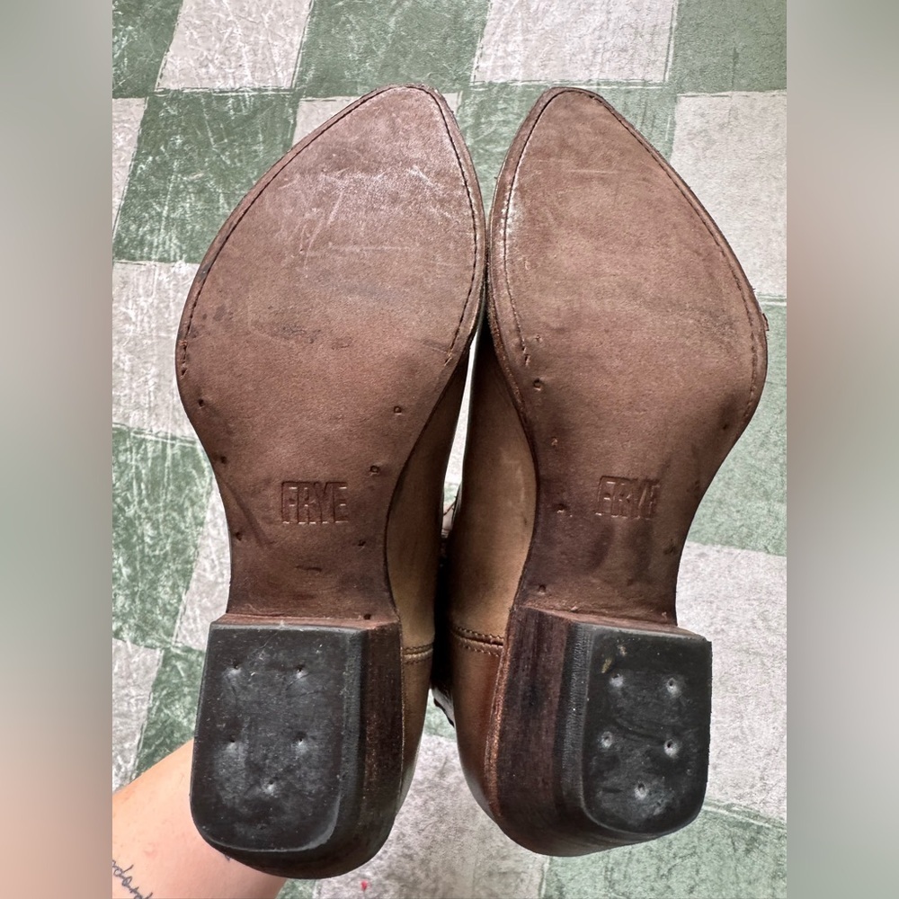 Frye Gray Leather Distressed Ankle Boots - Picture 11 of 12
